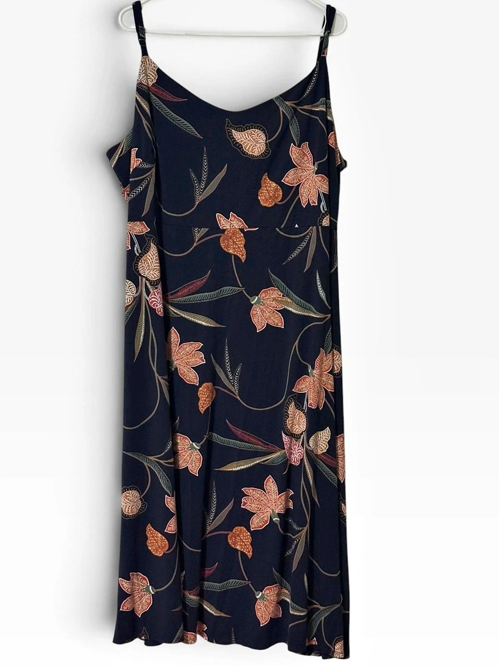 LOFT Floral Maxi Dress in Blue & Orange Size XXL Like New